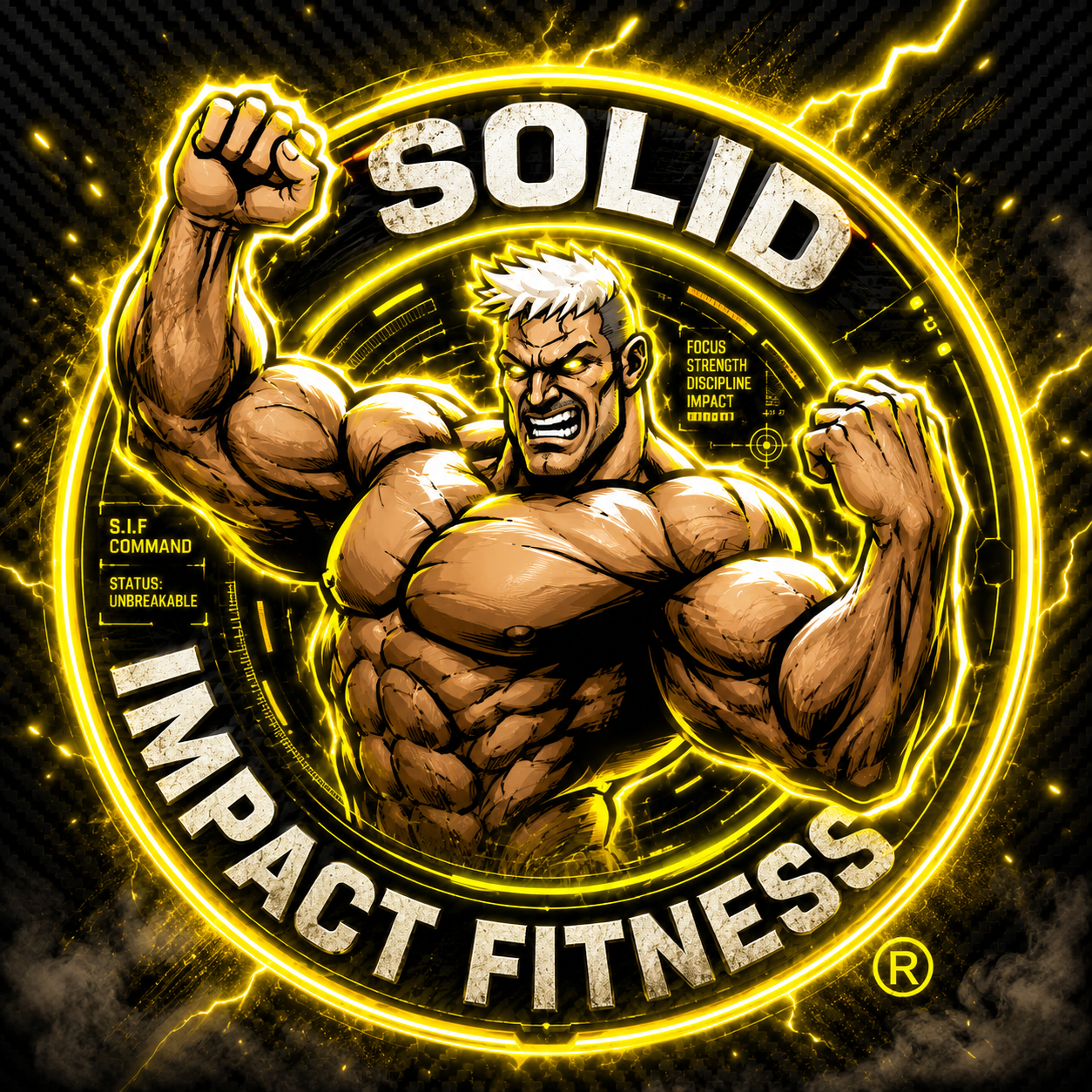 Solid Impact Fitness neon hero artwork